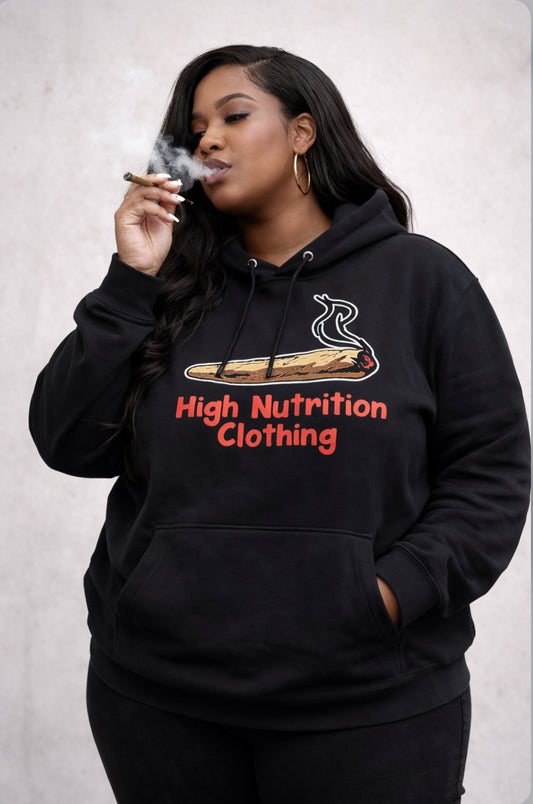 High Nutrition Black hoodie red writing embroidered logo